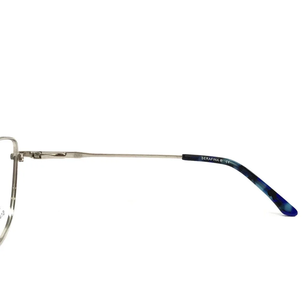 Serafina Eyeglasses Frames EMERSON SILVER Cat Eye Wire Rim 52-19-140
